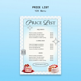 蛋糕店蛋糕美食价目表素材